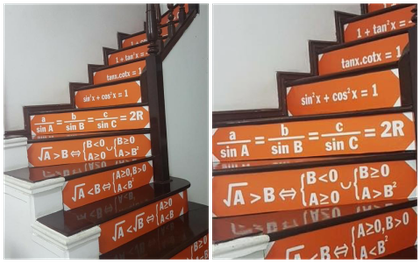 Thầy giáo yêu nghề đến mức dán chi chít công thức toán ở cầu thang để dù về nhà vẫn được chìm trong biển kiến thức