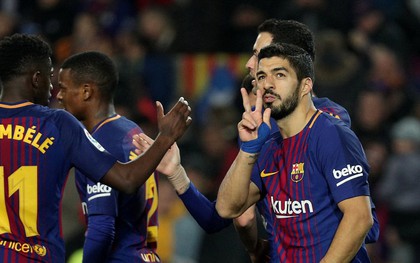 Suarez lập hat-trick, Messi ghi hai bàn giúp Barca thắng tưng bừng