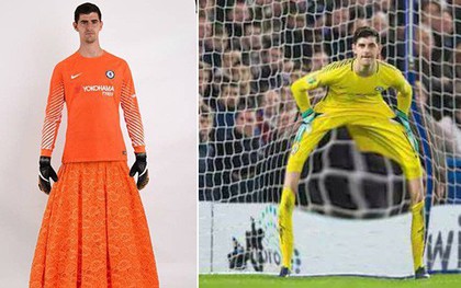 Chết cười trước ảnh chế thủ môn Courtois bị Messi "xâu kim" 2 lần