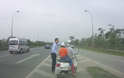 Hà Nội: Chạy xe máy lạc vào đường cao tốc, hai mẹ con được tài xế tốt bụng ra tay nghĩa hiệp