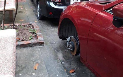 Hàng loạt ô tô đậu trong khu chung cư ở Hà Nội bị kẻ lạ đâm thủng lốp vào lúc rạng sáng