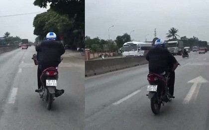 Triệu tập nam thanh niên dùng chân điều khiển xe máy trên QL1