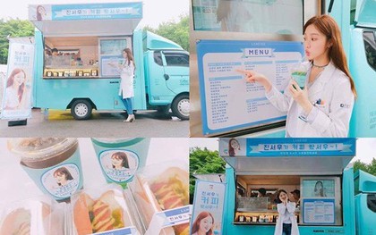 Tặng quà là phải như các idol Kpop, mang cả xe đồ ăn đến thế này cơ mà