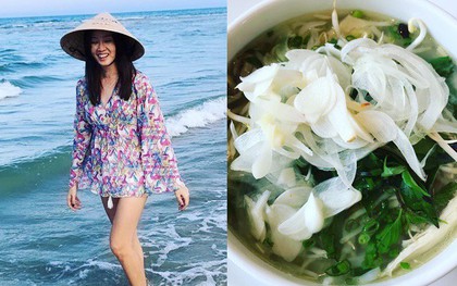Hoa hậu Hồng Kông 1997 khoe món phở gà, đội nón lá dạo biển Đà Nẵng