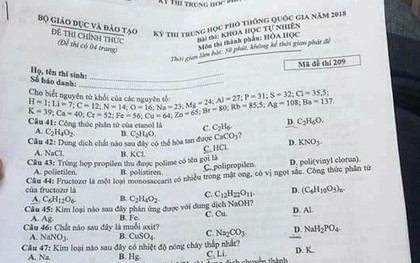 Đề thi môn Hóa: Khó hơn 2017, có câu phân loại cao và tính toán phức tạp