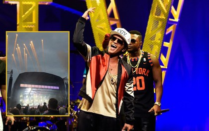 Pháo hoa bắt lửa trên sân khấu khiến Bruno Mars bất ngờ tạm dừng concert