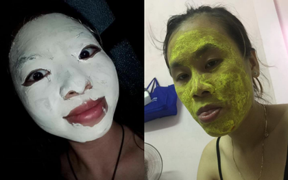 Trông hình ảnh đắp mặt nạ “dọa ma” của các chị em trong đêm khiến cánh mày râu suýt lăn ra té xỉu
