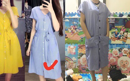 Đặt mua chiếc váy cúc cài để dễ dàng cho con bú, người phụ nữ "mông lung" khi thử lên như váy sản phụ mặc đi sinh