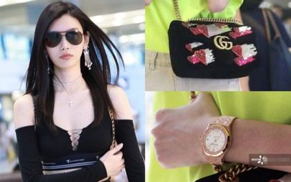 Cặp kè thiếu gia Macau kém 6 tuổi, Ming Xi liên tục "đắp" phụ kiện tiền tỷ tại sân bay