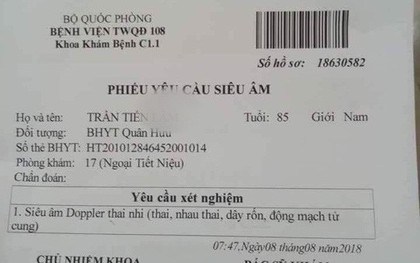 Vào Bệnh viện Quân đội 108 khám, cụ ông 85 tuổi được chỉ định siêu âm thai