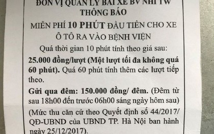 Gửi ô tô 3 ngày hết 1,7 triệu đồng: Bệnh viện Nhi Trung ương không trực tiếp thu