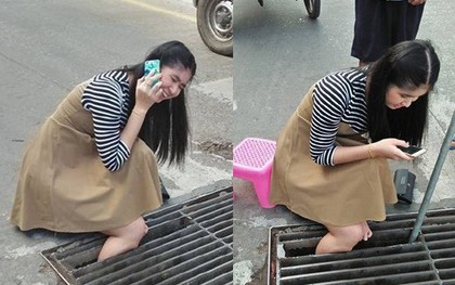 Thái Lan: Mải nghịch điện thoại, cô gái trẻ bất cẩn để lọt chân vào miệng cống ngầm, phải nhờ cứu hộ đến giải thoát