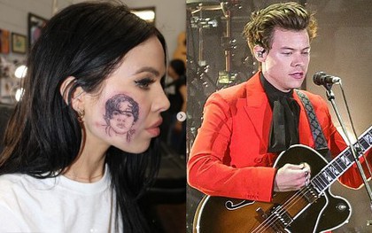 Nữ ca sĩ khiến cư dân mạng đồng loạt "cạn lời" vì xăm hình Harry Styles lên hẳn... mặt mình