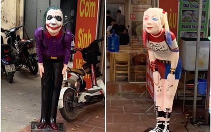 Đặt tượng Joker và Harley Quinn trước quán ăn để thu hút sinh viên, ông chủ "có tâm" nhất năm đây rồi!