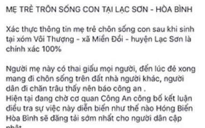 Tiến hành thủ tục xử phạt một Fanpage đăng thông tin sai sự thật về việc người mẹ trẻ “chôn sống” con