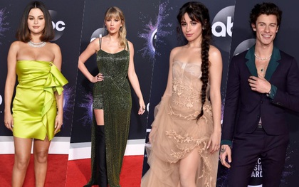 Thảm đỏ AMA 2019: Selena khoe ngực căng đầy bên Taylor Swift đẹp ná thở, Shawn - Camila lại gây tiếc nuối