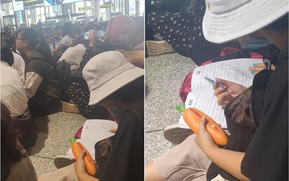 Đi đón thần tượng dự AAA nhưng chợt nhớ sắp phải thi IELTS, nữ sinh mang sách vở ra luyện đề ngay tại sân bay Nội Bài