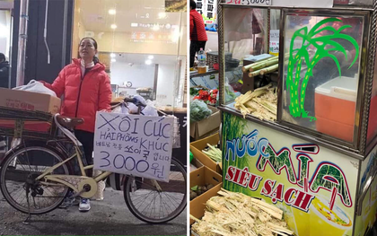 Xe bán bánh khúc và quầy ép nước mía đậm chất Việt Nam xuất hiện trên đường phố Hàn Quốc khiến dân tình thích thú, giá thì đắt hơn 4-5 lần