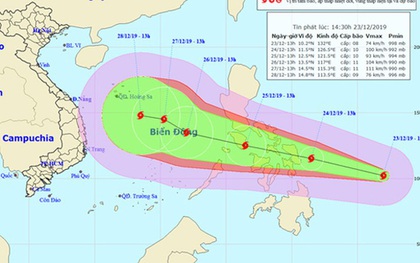 Bão PHANFONE giật cấp 13 sầm sập hướng vào biển Đông thời điểm cuối năm