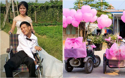 Đám cưới màu hồng với 2 chiếc xe rước dâu đặc biệt của cặp đôi khuyết tật ở Quảng Nam khiến nhiều người rưng rưng