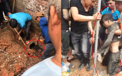 Kinh ngạc phát hiện nam thanh niên "chui tọt" vào ống cống nước thải nhỏ hẹp, người dân phải dùng xẻng búa giải cứu