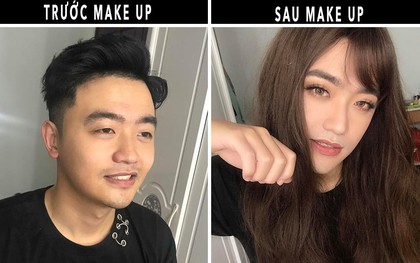 Thanh niên biến thành gái xinh trong chớp mắt nhờ trình độ make up thượng thừa của bạn gái