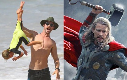 Có một ông bố Chris Hemsworth bạo dạn đến thế: Bế con trai mà không khác gì đang cầm búa đánh Thanos