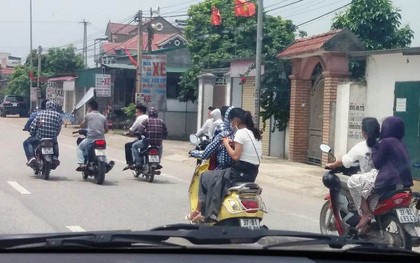 Xác minh đoàn xe máy đưa dâu không mũ bảo hiểm dàn hàng trên QL1