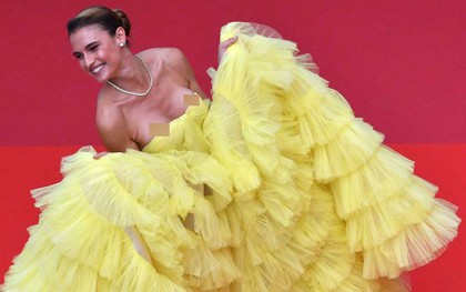 Sự cố hy hữu trên thảm đỏ Cannes: Mải mê tạo dáng, mẫu Brazil bị tụt váy, lộ gần cả vòng 1 trước hàng trăm con mắt