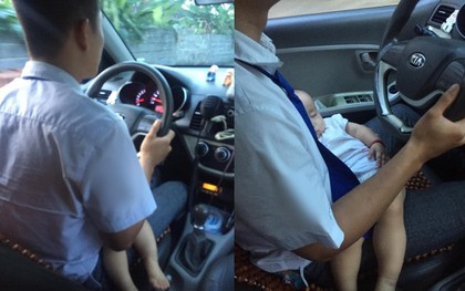 Xem ảnh nam tài xế taxi vừa lái xe vừa bế theo con nhỏ, dân mạng dù thương cũng không quên nhắc nhở