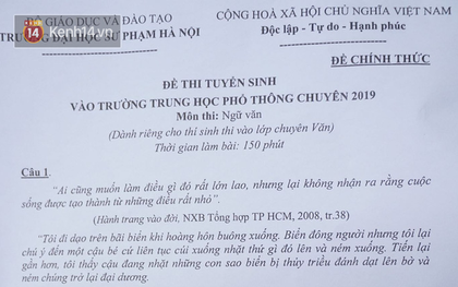 Đề thi Ngữ Văn hệ Chuyên trường Sư Phạm: Không nhẹ nhàng, đơn giản như buổi sáng