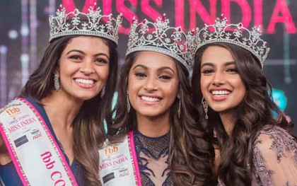 Bức ảnh đăng quang gây lú của Hoa hậu Ấn Độ: Hoa hậu và 2 Á hậu đọ sắc cùng khung hình mà như nhân bản hàng loạt