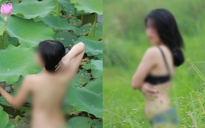 Cô gái chụp ảnh khỏa thân ở đầm sen tiếp tục bị chỉ trích vì mặc nội y tạo dáng khêu gợi ở đồng cỏ