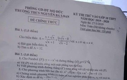 Học sinh phản ánh đề thi Toán vào lớp 10 Quảng Ngãi có 2 câu 5 điểm giống hệt đề thi thử một trường trước đó