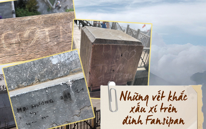 Chi chít vết khắc tên và “lời yêu thương” trên khu vực đỉnh Fansipan (Sapa), tại sao ngày nay đi du lịch cứ phải để lại “dấu vết” làm gì?