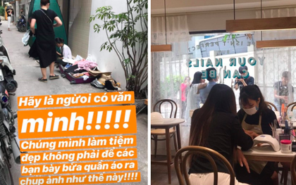 An Toe kêu trời vì người lạ cứ mang cả "núi" đồ đến trước cửa shop chụp ảnh, bị nhắc nhở thì tỏ ý khó chịu