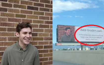 Tuổi trẻ tài cao: Chàng thanh niên in mặt mình lên bảng quảng cáo đòi tuyển người yêu với lời mời chào bá đạo