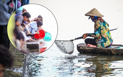 Ảnh: Bất lực vì cá phóng sinh bị vớt ngay khi vừa thả xuống sông Sài Gòn ngày Vu Lan