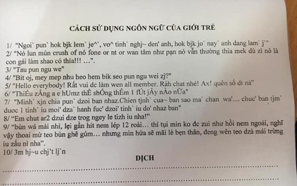 Xuất hiện đề kiểm tra "cách sử dụng ngôn ngữ của giới trẻ": Học sinh than trời tiếng Việt mà cứ ngỡ tiếng nước ngoài!