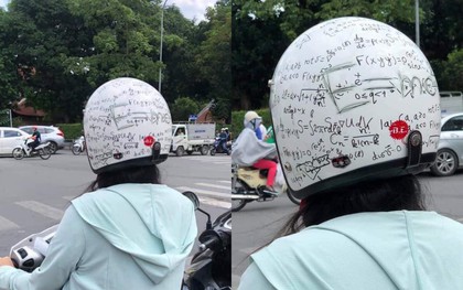 Quá mệt mỏi vì không nhớ nổi loạt công thức Toán học, nữ sinh quyết định viết luôn lên mũ bảo hiểm cho... thấm vào đầu