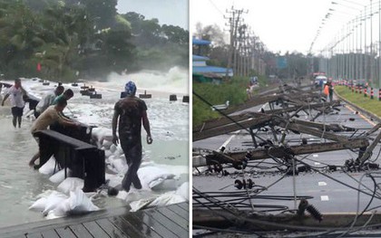 Cơn bão mạnh nhất trong 30 năm đổ bộ Thái Lan: 3 người chết, 34.000 người phải sơ tán