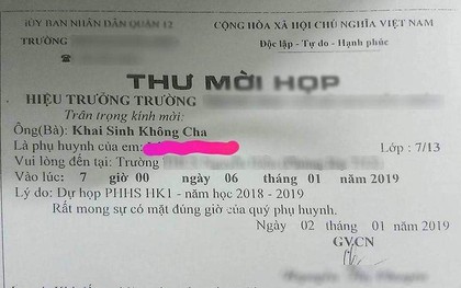 Thư mời họp phụ huynh "kỳ quái" gây bức xúc ở TPHCM