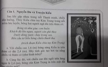 "Truyện Kiều'" vào đề toán, học sinh phải tính bóng của Kim Trọng in trên mặt đất