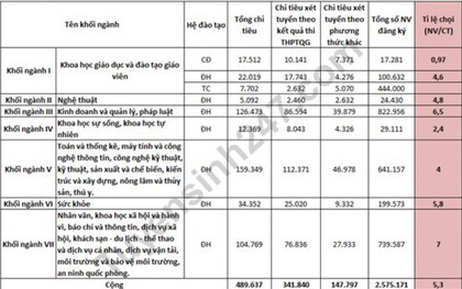 Xét tuyển ĐH năm 2019: Khối ngành nào có tỉ lệ chọi cao nhất?