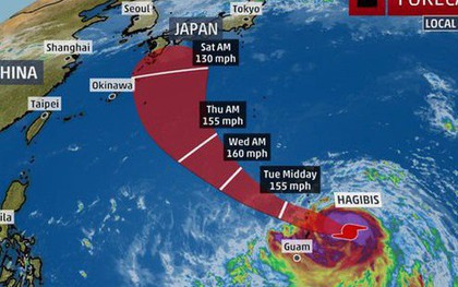 Từ bão nhiệt đới thành siêu bão cấp 5 trong 18 giờ, Hagibis đe dọa châu Á