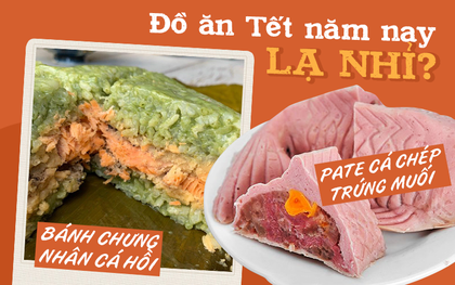 Từ bánh chưng trà xanh cá hồi cho đến pate cá chép trứng muối: Thị trường đồ ăn Tết năm nay gây hoang mang quá mà!