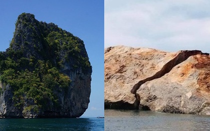 Bão lớn đánh vỡ đôi đảo đá vôi nổi tiếng Thái Lan