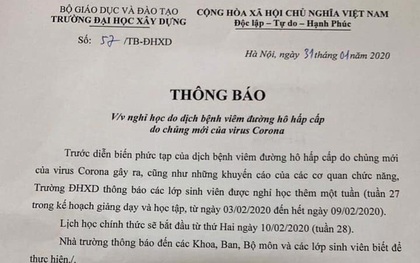 Danh sách hơn 38 trường Đại học, Học viện cho sinh viên nghỉ thêm 1 tuần để tránh virus Corona