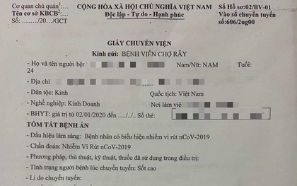 Giả mạo giấy chuyển viện bệnh nhân corona của Bệnh viện Nhân dân 115