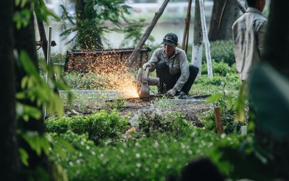 Chùm ảnh: Lát đá "bền vĩnh cửu" toàn bộ vỉa hè hồ Gươm